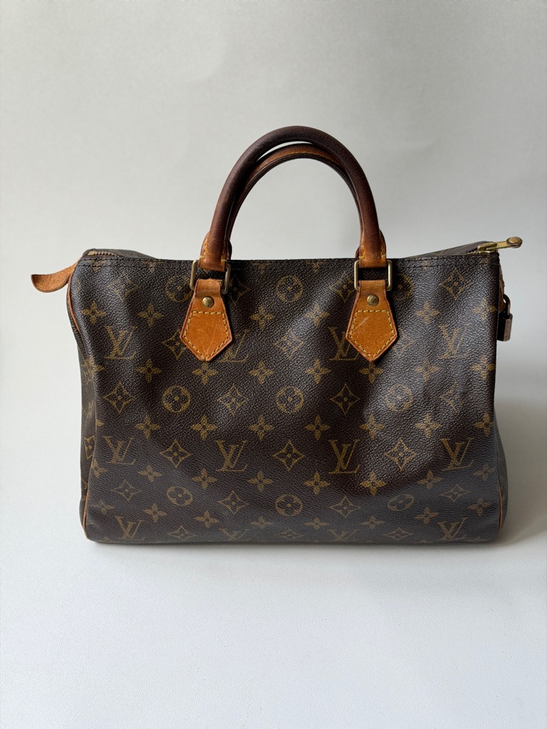 Louis Vuitton Monogram Top Handle Speedy 30 Satchel - Brown/Tan Authentic